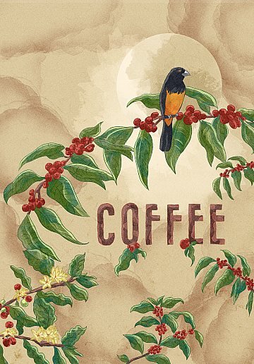 Coffee with watercolor